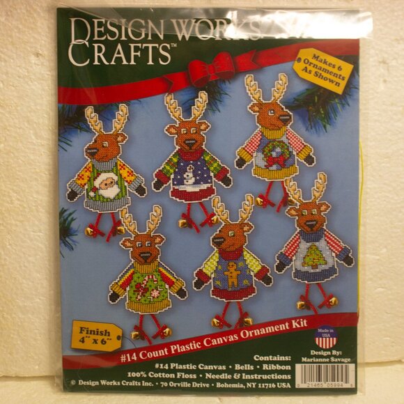 Design Works Crafts Ugly Sweater Reindeer Christmas Ornament Kit - Picture 1 of 3